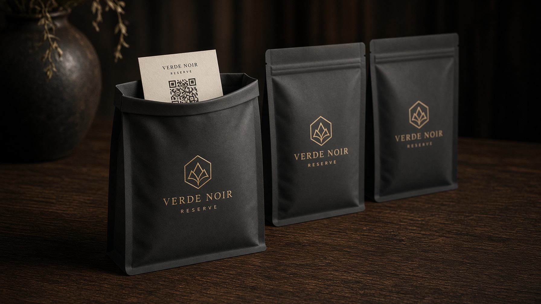 A line of sealed pouches, one open with a slip